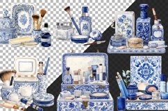 Shabby Mediterranean Blue Cosmetic Set PNG, Blue Makeup Set Product Image 4