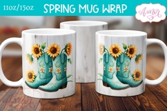 Sunflowers mug wrap sublimation PNG, Cowboy boots mug png Product Image 2