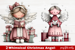 2 Whimsical Christmas Angel Clipart | Cute Holiday Angel PNG Product Image 1