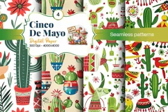 Cinco de Mayo digital paper, fiesta digital paper Product Image 1
