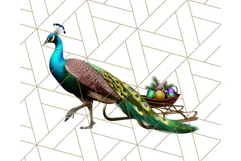Peacock Christmas Clipart in Jewel Tones, Christmas Png Product Image 5