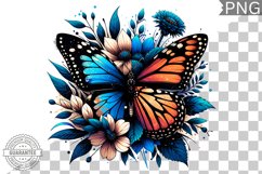 Floral Butterfly Sublimation - Clipart PNG Design Product Image 1