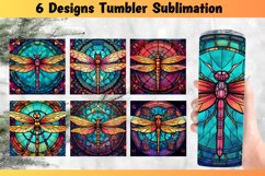 Dragonfile Stained Glass Tumbler Wrap Sublimation Design PNG Product Image 1