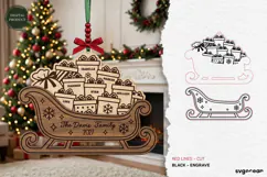 Santa Sleigh Ornament Laser Cut | Glowforge | SVG Product Image 2