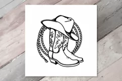 Cowboy boots print art svg, Cowboy hat rodeo lasso cut file Product Image 5