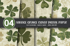 Vintage Grunge Clover Digital Paper Product Image 1