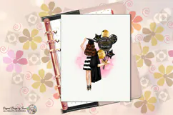 Graduation Sticker PNG Black Gold Balloon Grad Brunette Girl Product Image 8
