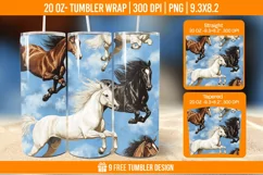 Horse Seemless Tumbler Wrap Designs, Sublimation Wrap Product Image 1