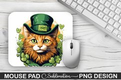 St. Patrick&#039;s Day Cat Sublimation Mouse Pad Design Product Image 1