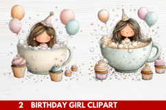 Birthday Girl Clipart | Cute Celebration PNG Illustration Se Product Image 1