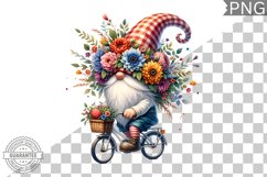 Floral Crown Gnome Rides A Bike Sublimation Clipart Design Product Image 1