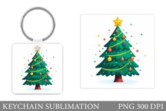 Christmas Tree Keychain Sublimation. Winter Keychain Design Product Image 1