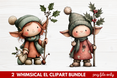 Whimsical Elf Clipart | Cute Christmas Elf PNG Illustration Product Image 1