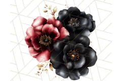 Gothic Floral PNG, Dark Aesthetic Flowers Clipart Print Product Image 5