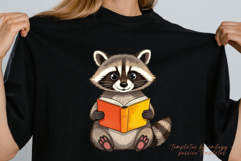 Cute Raccoon Reading a Book PNG Book Lover Animal Clipart Product Image 1