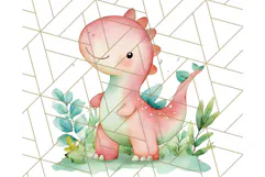 Watercolor Dinosaur and Rainbow PNG Clipart, Baby Nursery Product Image 5