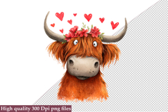 Valentine Highland Cow Clipart Bundle Product Image 4