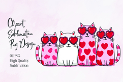 Cute Cats with Heart Sunglasses Sublimation PNG Design Product Image 1