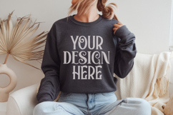 Dark Heather Gildan 18000 Sweatshirt Mockups ,18000 Mockups Product Image 1