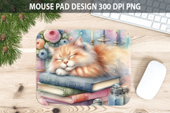 Watercolor Cat Mouse pad Sublimation - Animal PNG Design Product Image 1