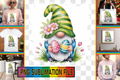 Playful TOTE BAG Gift PNG, Easter Gnomes Product Image 1