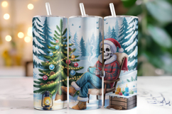 Merry Christmas Skeleton Tumbler Wrap | Christmas Wrap Product Image 1