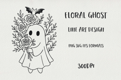 Cute Line Art Halloween Floral Ghosts BUNDLE| EPS, SVG, PNG Product Image 17
