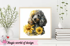 Poodle Dog with Sunflower png, Sublimation designs Product Image 3