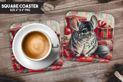 Chinchilla, Pets &amp; Animals, Buffalo Plaid Square Coaster PNG Product Image 1