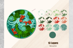 Multilayer Koi Fish Pond Laser Cut 3D File Mandala SVG Product Image 6
