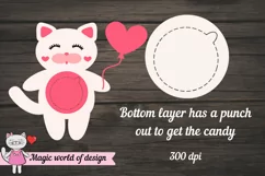 Cute cat VALENTINE'S day candy holder, ornament gift SVG Product Image 2