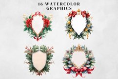 Watercolor Christmas Crest Clipart Bundle Product Image 5