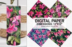 Fuchsia Flowers Pattern Digital Paper- Flowers Background Product Image 1