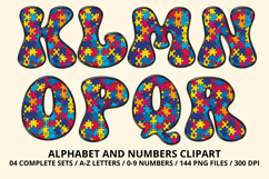 Autism Awareness Doodle Letters Puzzle Piece Alphabet PNG Product Image 3