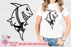 Shark Karate svg for T-Shirt, cut file cricut, hand drawn Product Image 1