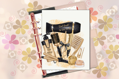 Black &amp; Gold Hair Salon Sublimation PNG Beauty Tools Clipart Product Image 4