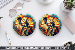 Liberty Car Coaster Sublimation| 4th Of July Coaster PNG Product Image 1