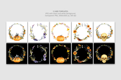 Watercolor Halloween Clipart, Patterns, Invitation Cards Product Image 13