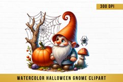 Watercolor Halloween Gnome Clipart, Halloween Gnome png Product Image 1