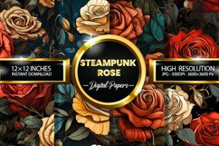 Steampunk Rose Digital Papers - 04 Variations Product Image 1