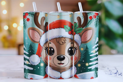 Merry Christmas Deer Tumbler Wrap | Christmas Wrap Product Image 1