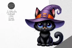 Halloween clipart, Black cat clipart, Kids Halloween Product Image 1