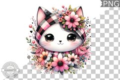 Cat With Flowers Sublimation - Clipart PNG Design Product Image 1