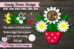 Bouquet daisies Candy Dome Holder Svg, 3d svg cut file Product Image 1