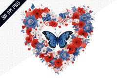 Butterfly And Floral Heart - 4Th Of July Sublimation Design Product Image 1