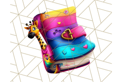Funky Safari Animals PNG Clipart With Rainbow Hair, Cute Png Product Image 5