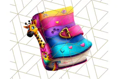 Funky Safari Animals PNG Clipart With Rainbow Hair, Cute Png Product Image 5