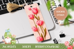 Printable Bookmark Design, Pink Tulips Bookmark Template Product Image 1