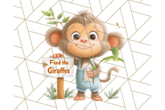 Zoo Monkeys Clipart, Cute Cartoon Jungle Monkeys PNG Product Image 5