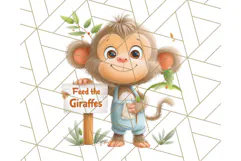 Zoo Monkeys Clipart, Cute Cartoon Jungle Monkeys PNG Product Image 5